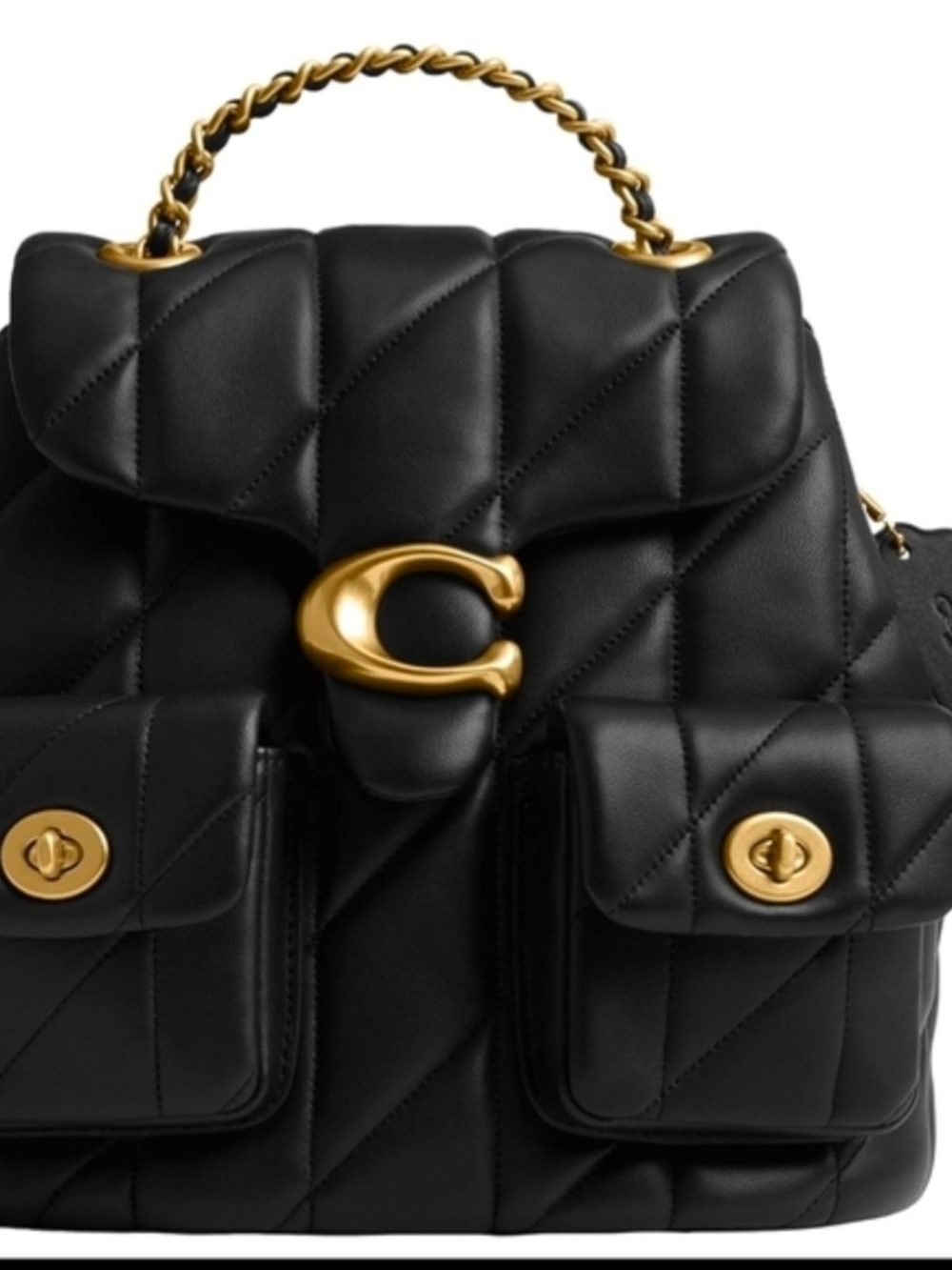 Coach Black Quilted Leather Shoulder Bag with Gold Chain Strap